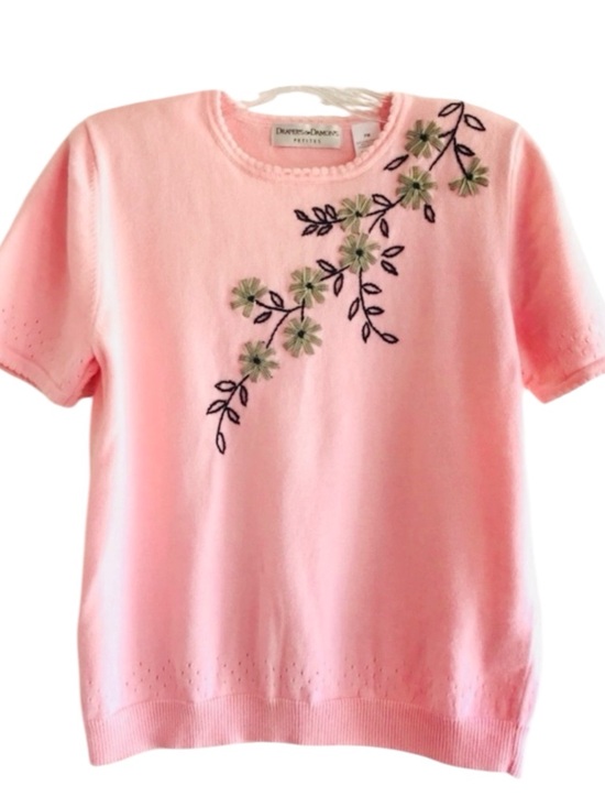 Draper’s & Damon’s Sweaters - Draper’s & Damon’s Pink Sweater Knit Top Medium Vintage Short Sleeve Cottagecore
